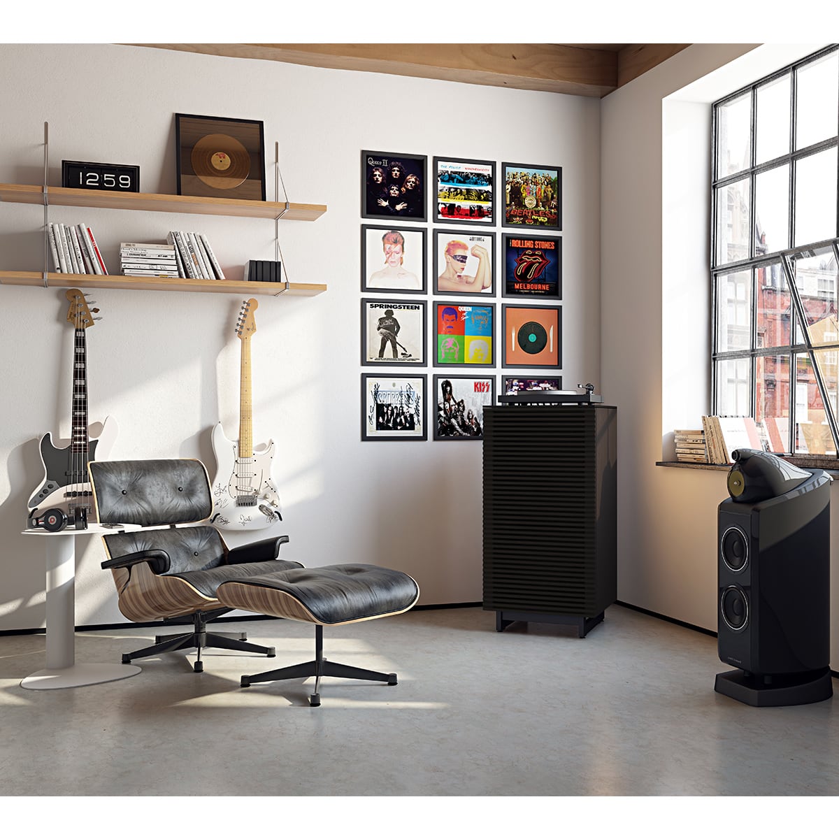 BDI Corridor 8172 Audio Tower (Charcoal Stained Ash)