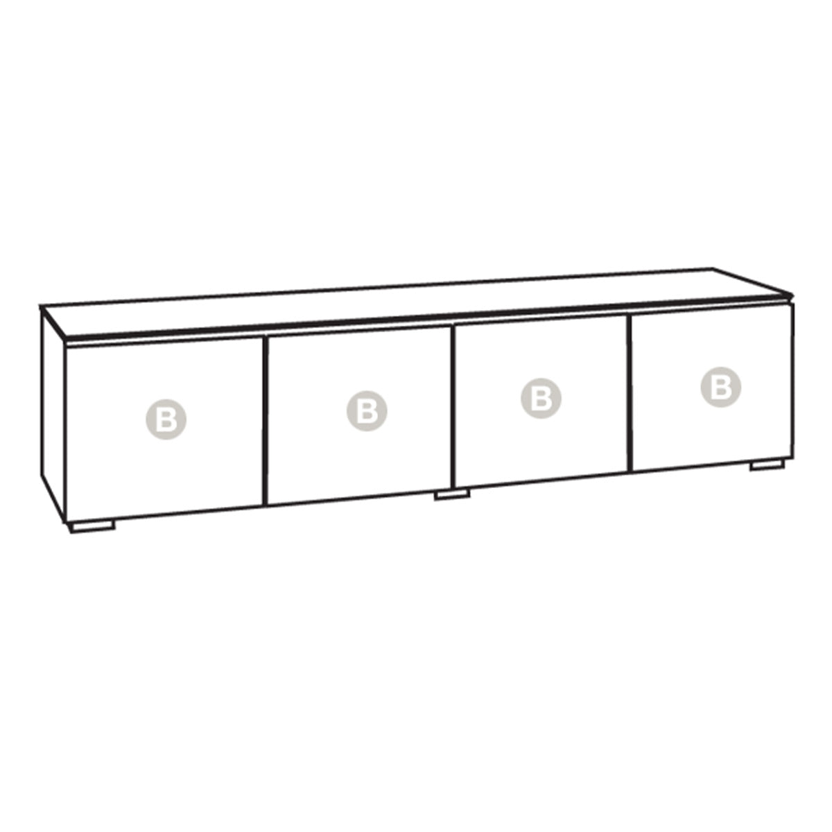 Salamander Chameleon Collection Barcelona 247 Quad AV Cabinet (Natural Walnut with Gloss White Doors)