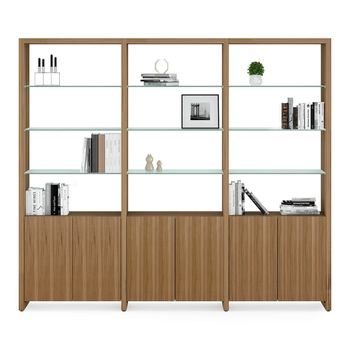 BDI Linea 580222 3 Shelf System 96" Wide (Natural Walnut)