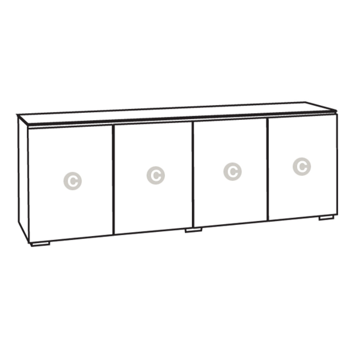 Salamander Chameleon Collection Denver 347 Quad AV Cabinet (Deep Textured Natural Oak with Black Glass Top)